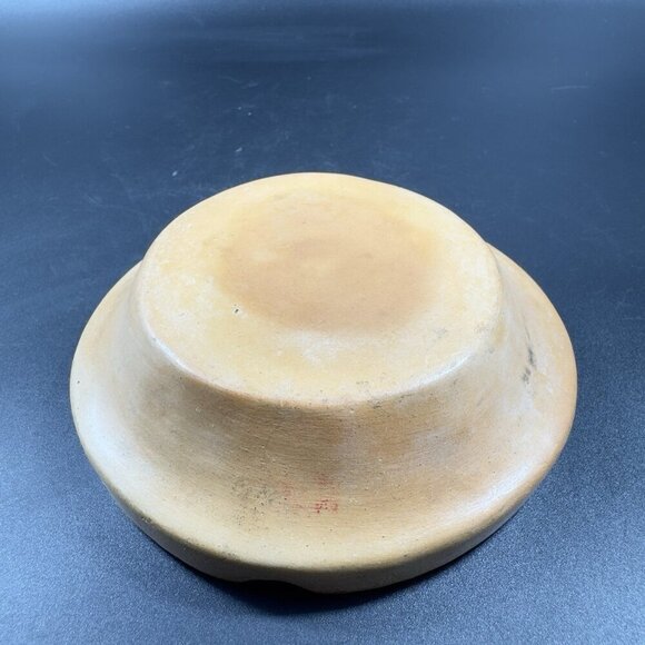 Vintage Mexican Pottery Ashtray Dish Green Teal Aztec Clay Hand Made Decor Dish - Picture 6 of 13